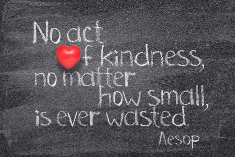 Quote: No act of kindness, no matter how small, is ever wasted. Aesop